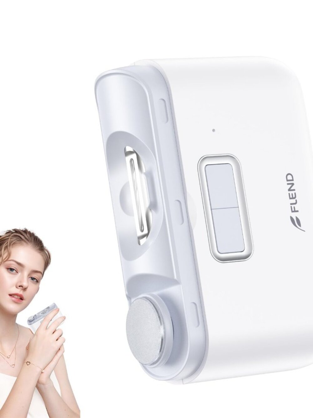 Automatic Electric Nail Clipper, Rechargeable 2-Speed with LED Light, White